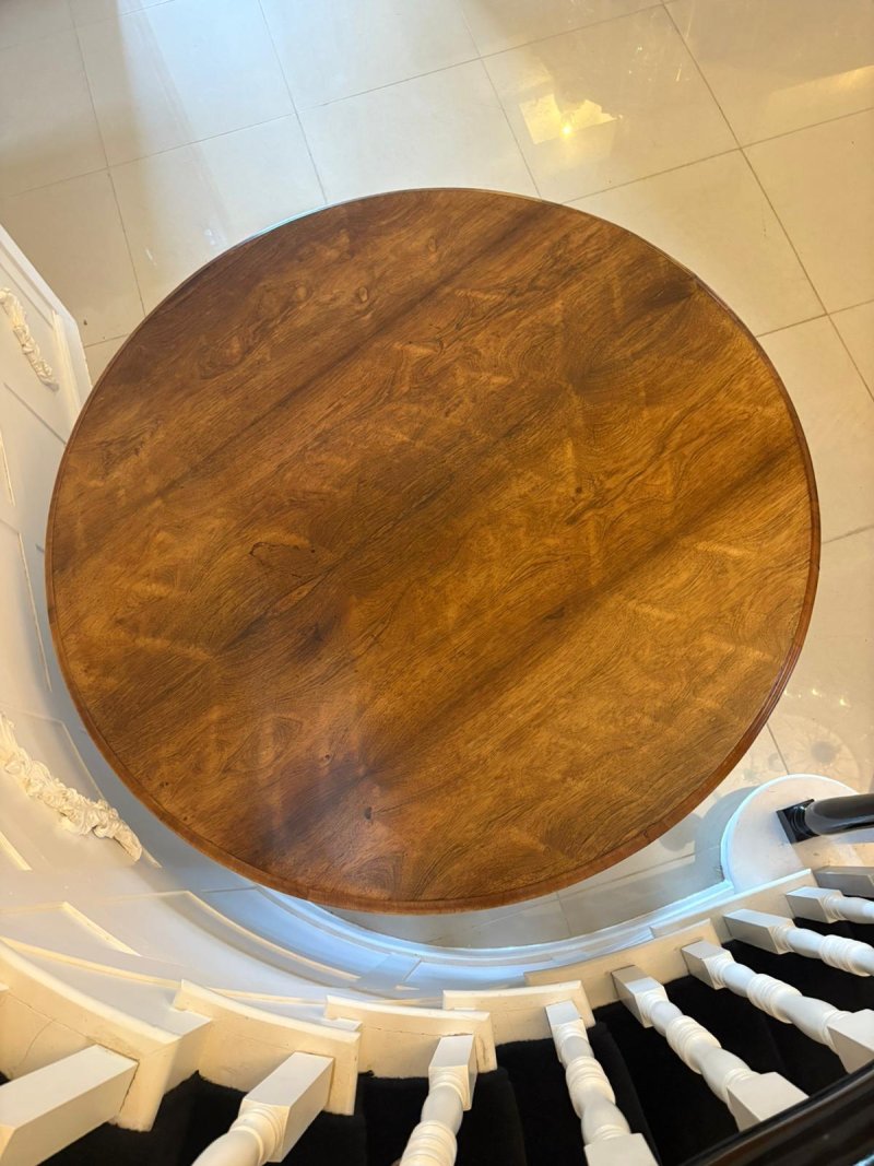 Antique Victorian Quality Carved Rosewood Circular Dining Table - Image 6